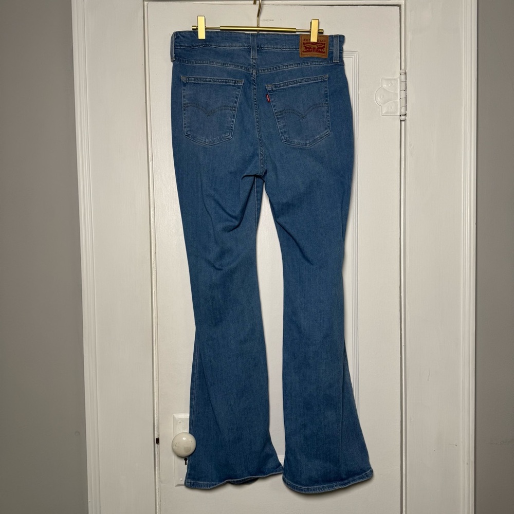 Levi’s 726 Flare Medium Wash Distressed High Rise Denim Jeans 32 - Picture 12 of 16